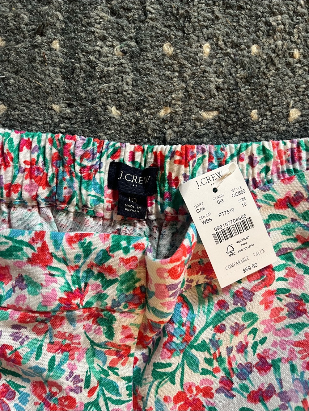 J. Crew Floral High-Waist Shorts in Pink and Green - Picture 2 of 3